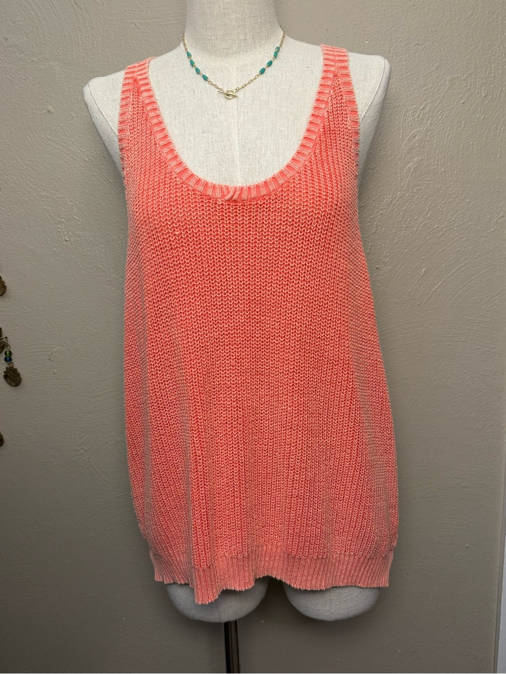 Free People We The Free Coral Knit Scoop Neck Tank Top Women’s Size Medium